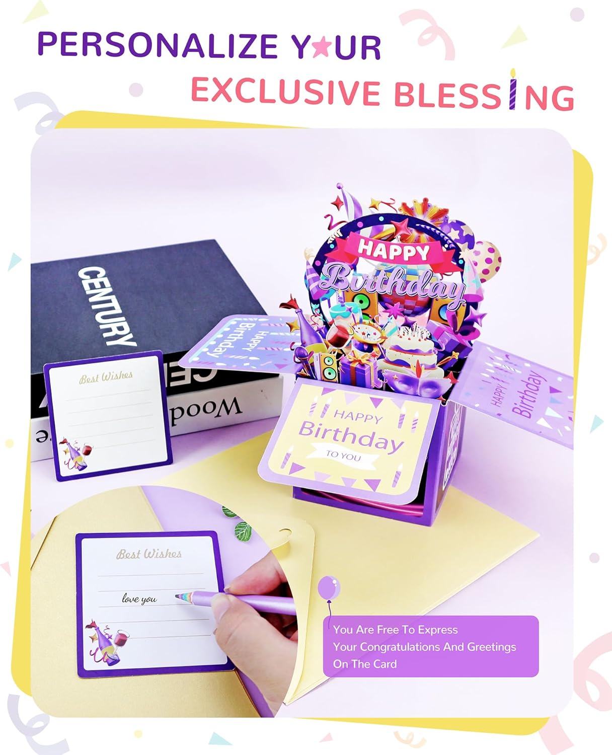 Skiennix 3D Birthday Gift Box - Unique Pop-Up Card with Blank Greeting Card & Envelope | Perfect for Women, Mom, Wife, Daughter, Grandma, Girlfriend