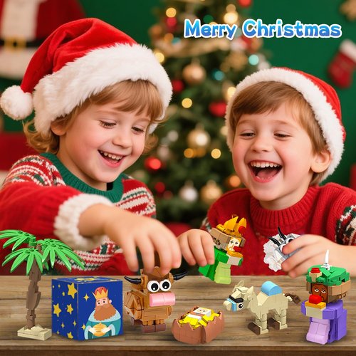 Nativity Advent Calendar 2025 Kids Adult Girls Boys Teens, 1500PCS Christmas Advent Calendar Christmas Gifts for Kids Nativity Set for Kids Girls stocking stuffers 24 Boxes Christian Advent calendar 2025