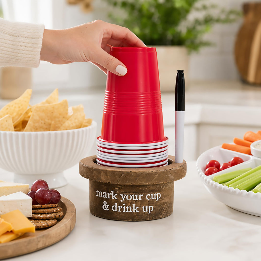Mud Pie Disposable Cup and Marker Set; Base 3" x 5 1/2" Dia | Cup 18 oz
