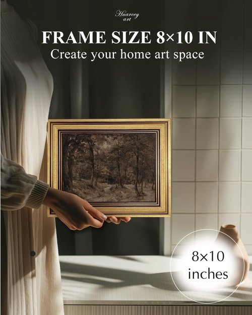 HUARCEY Vintage Gold Framed Wall Art - Nature Landscape Painting for Living Room & Bedroom Decor
