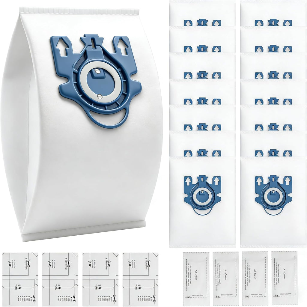 Miele 14 Pack 3D Airclean Vacuum Bags - Compatible with Classic C1, Complete C1, C2, C3, S400i, S600, S2, S5, S8 | Includes 4 MP & 4 AC Filters