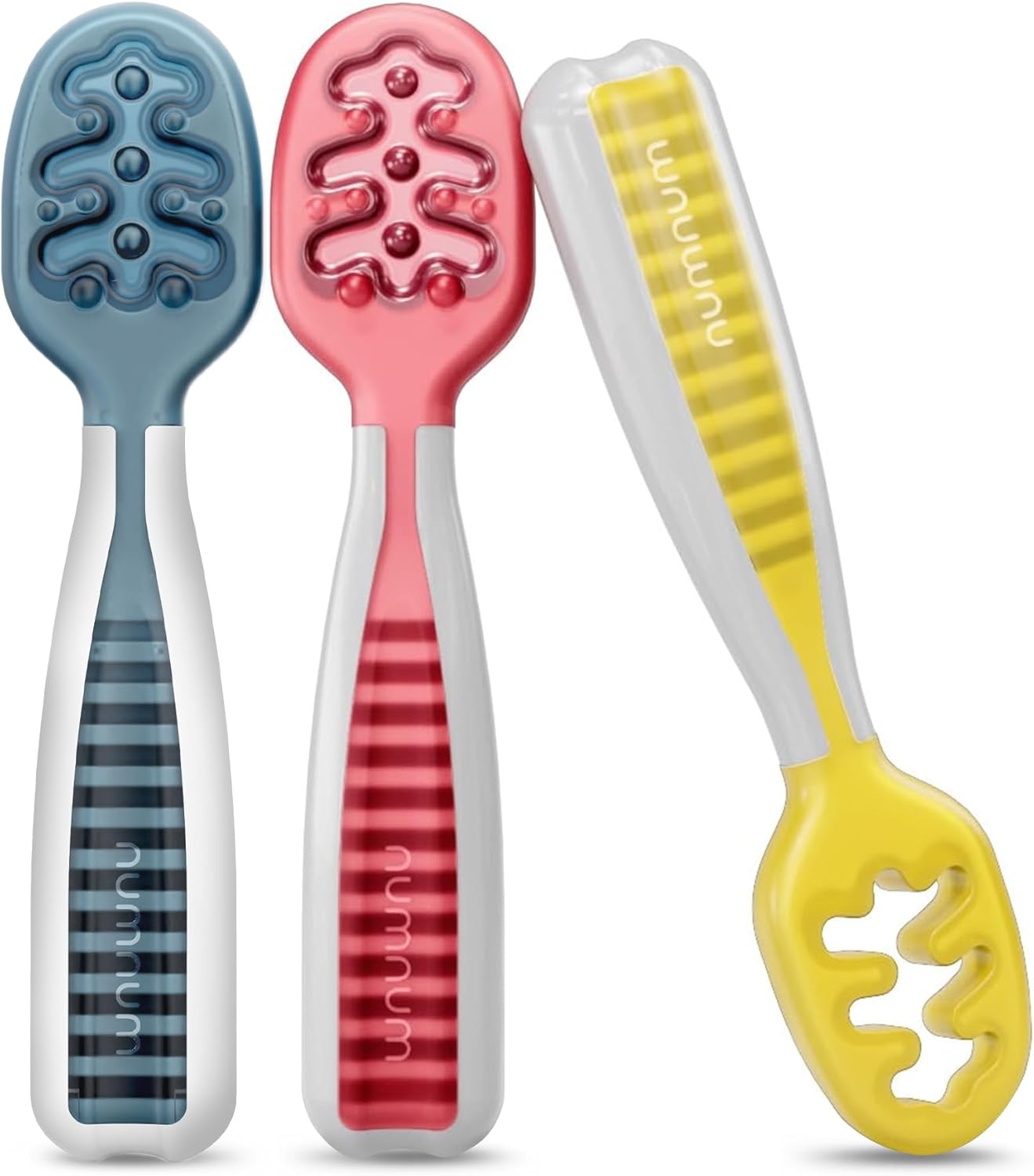 NumNum Baby Spoons Set - First Stage Self-Feeding GOOtensils for 6+ Months | BPA-Free Silicone, 3 Pack Little Rainbow