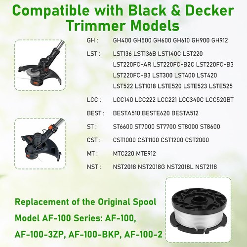Hechuang 10-Pack Weed Eater Spool Replacement - 30ft 0.065" Line for Black+Decker AF-100 Trimmers