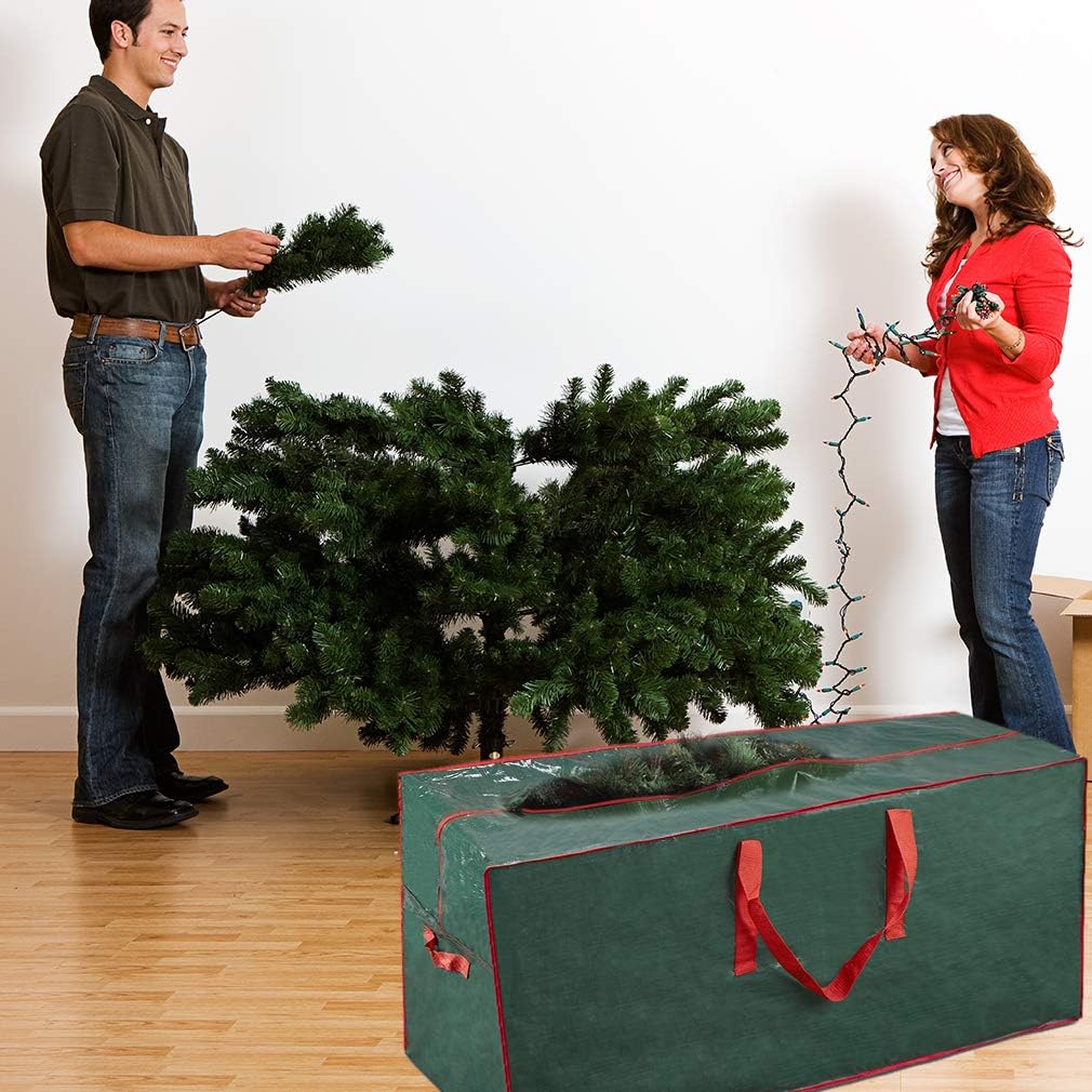 ProPik Christmas Tree Storage Bag - Fits Up to 7.5 ft Disassembled Tree | 45" x 15" x 20" | Durable Zipper & Handles (Green)