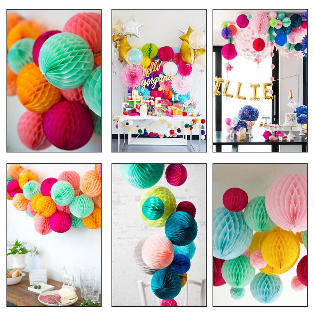 ZOOYOO 12Pcs 6" 10" Honeycomb Balls Decorations Hanging Tissue Paper Pom poms for Birthday Wedding Engagement Holidays Home Decor Fiesta Mexican Party(Rainbow)