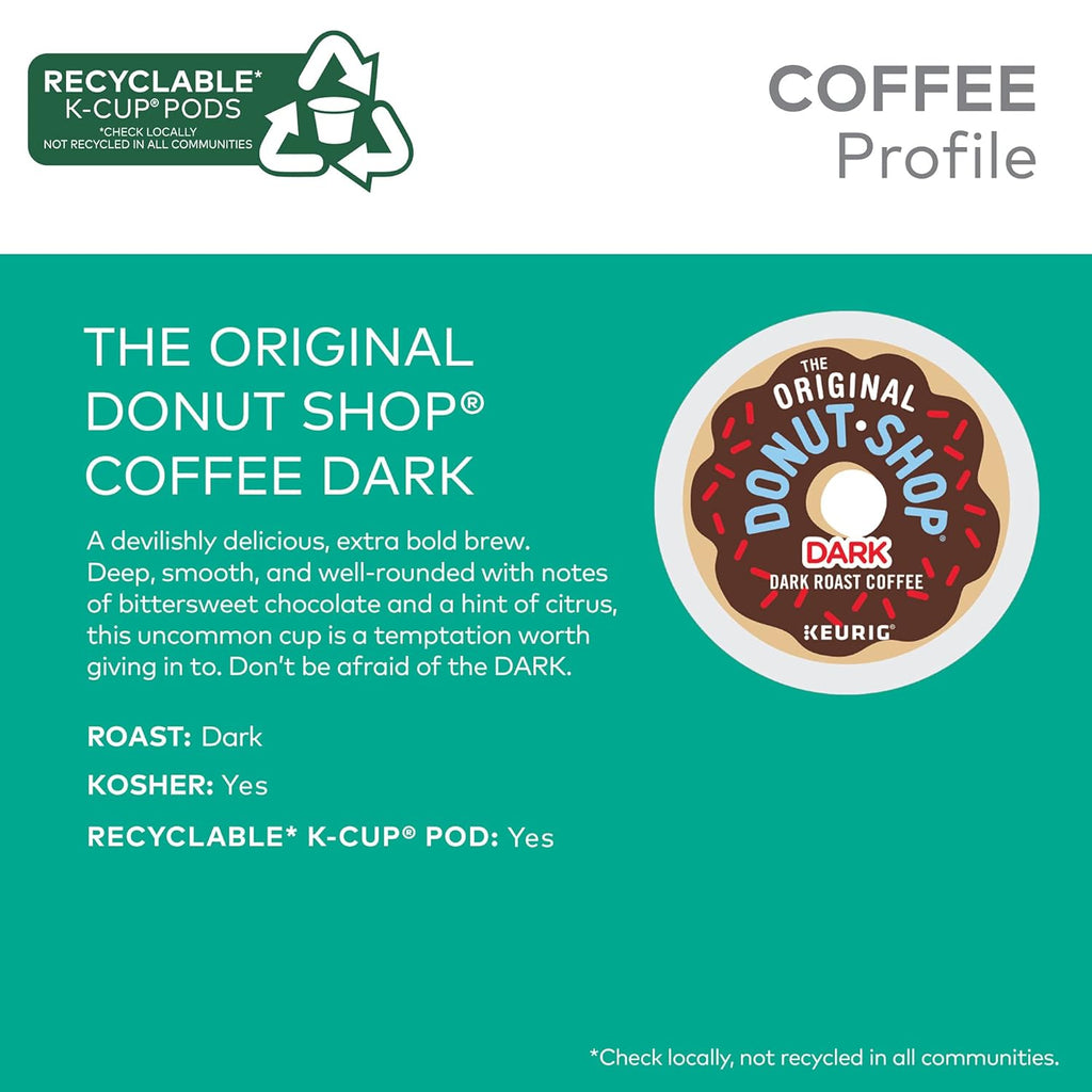 Original Donut Shop Dark Roast K-Cup Pods - Rich Flavor, Single-Serve, 72 Count