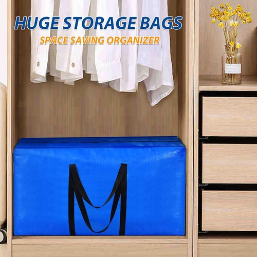 57 Gallon Extra Large Storage Bags by [Brand Name] - Heavy Duty Jumbo Moving Totes | Foldable Duffle for Travel & Christmas Tree - 2 Pack