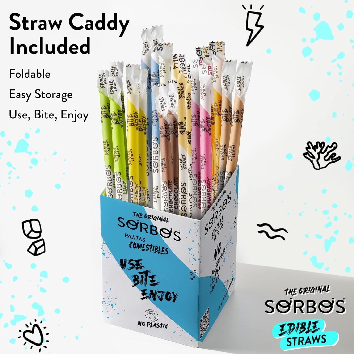 Sorbos Edible Straws, Strawberry Flavored, Sustainable, Individually Packaged, No Plastic, No Allergens, No Gluten, No PFAS, 100 Percent Biodegradable, 7.4 inches long (Pack of 200)