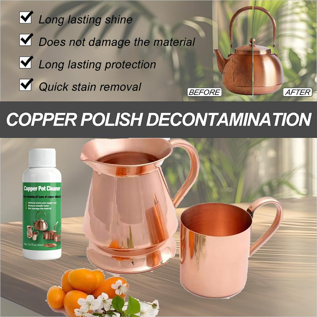 Truey Copper Pot Cleaner, Restores Shine & Removes Tarnish from Copper Wares, Multi-purpose Cleanser, Metal Polishing Compound detergent (60ml)