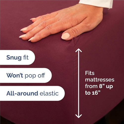 ComfyCool | Full Size 4-Piece Sheet Set - Breathable, Ultra-Soft Hotel Luxury Bedding - Deep Pockets, Wrinkle-Free - Burgundy