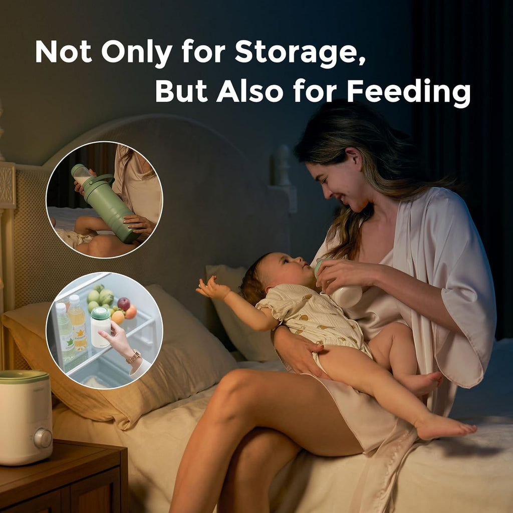 Momcozy Natural Baby Bottle - Wide-Neck, BPA-Free Breast Milk Storage | 11 oz, 4-Pack for Fridge & Cooler