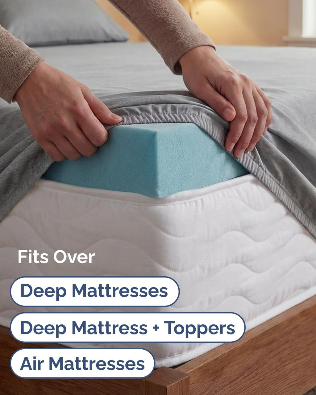 Skiennix Extra Deep Twin XL Sheet Set - 4 Piece Breathable Cooling Bedding - Soft Wrinkle-Free Heathered Grey