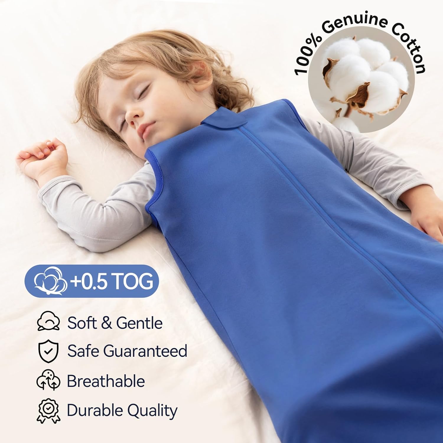 Skiennix Baby Sleep Sack - 100% Cotton Wearable Blanket for Toddlers | 0.5 Tog, 3-Pack, Breathable & Soft