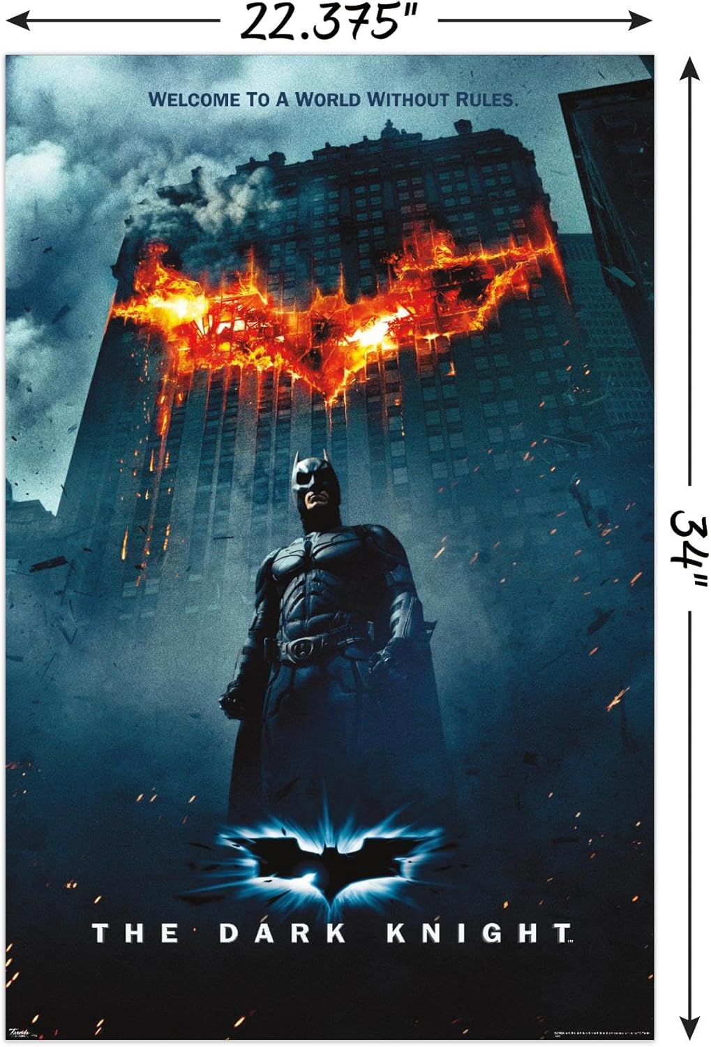 Trends International Batman Logo On Fire Wall Poster - Unframed 22.375" x 34" Decor