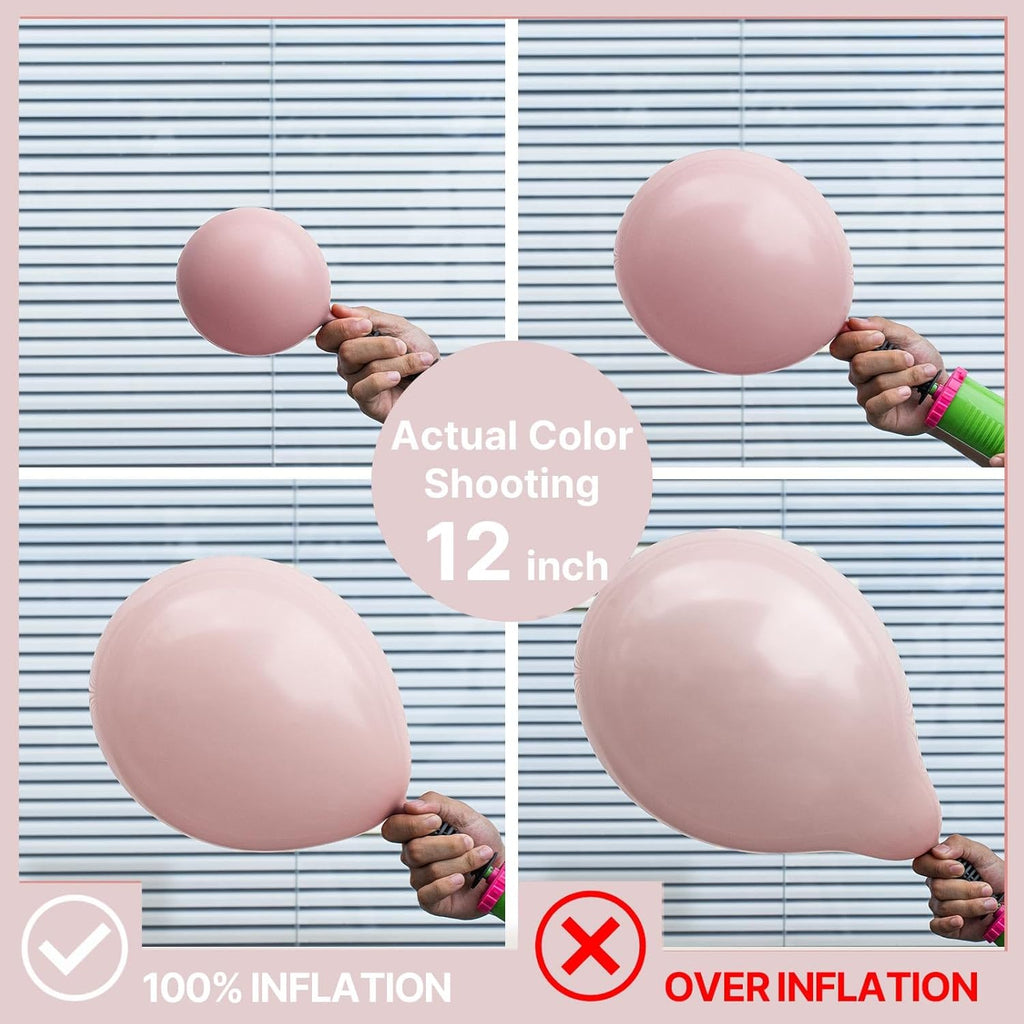 PartyWoo Dusty Pink Balloons - 100pcs 12 Inch Boho Blush & Lilac Latex Helium Balloons for Celebrations