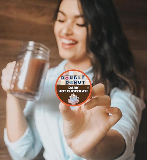 Double Donut Coffee Dark Hot Chocolate Pods - Rich Dark Cocoa for Keurig K-Cup Brewers | 24 Count