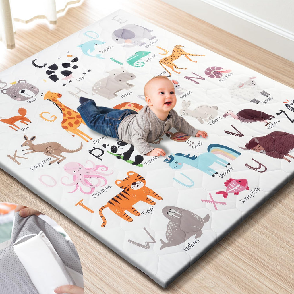 TINYHARBO Premium Foam Baby Play Mat - Extra Thick, Non-Slip & Machine Washable | 50" x 50" for Infants & Toddlers
