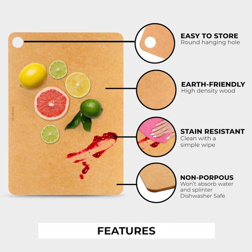 Freshware Wood Cutting Board - Large 15" x 11.25" | Dishwasher Safe Natural Kitchen Essential