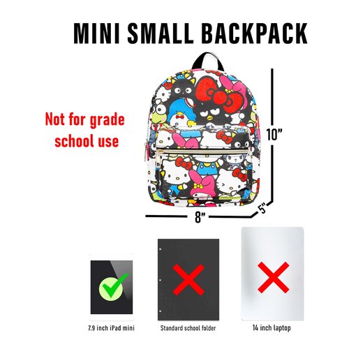 Hello Kitty and Friends Mini Backpack for Kids - Bundle with 10" Sanrio Backpack, Water Bottle, Stickers, More | Hello Kitty Travel Bag for Girls