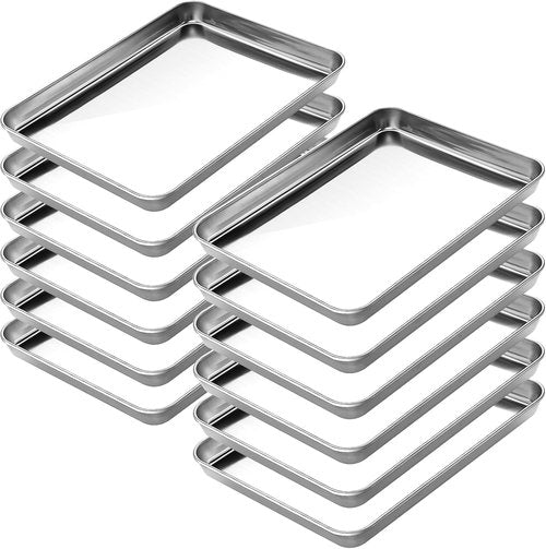 CEKEE Baking Sheet Set of 12 - Heavy-Duty Stainless Steel Cookie Sheets | 16 x 12 Inches, Warp Resistant