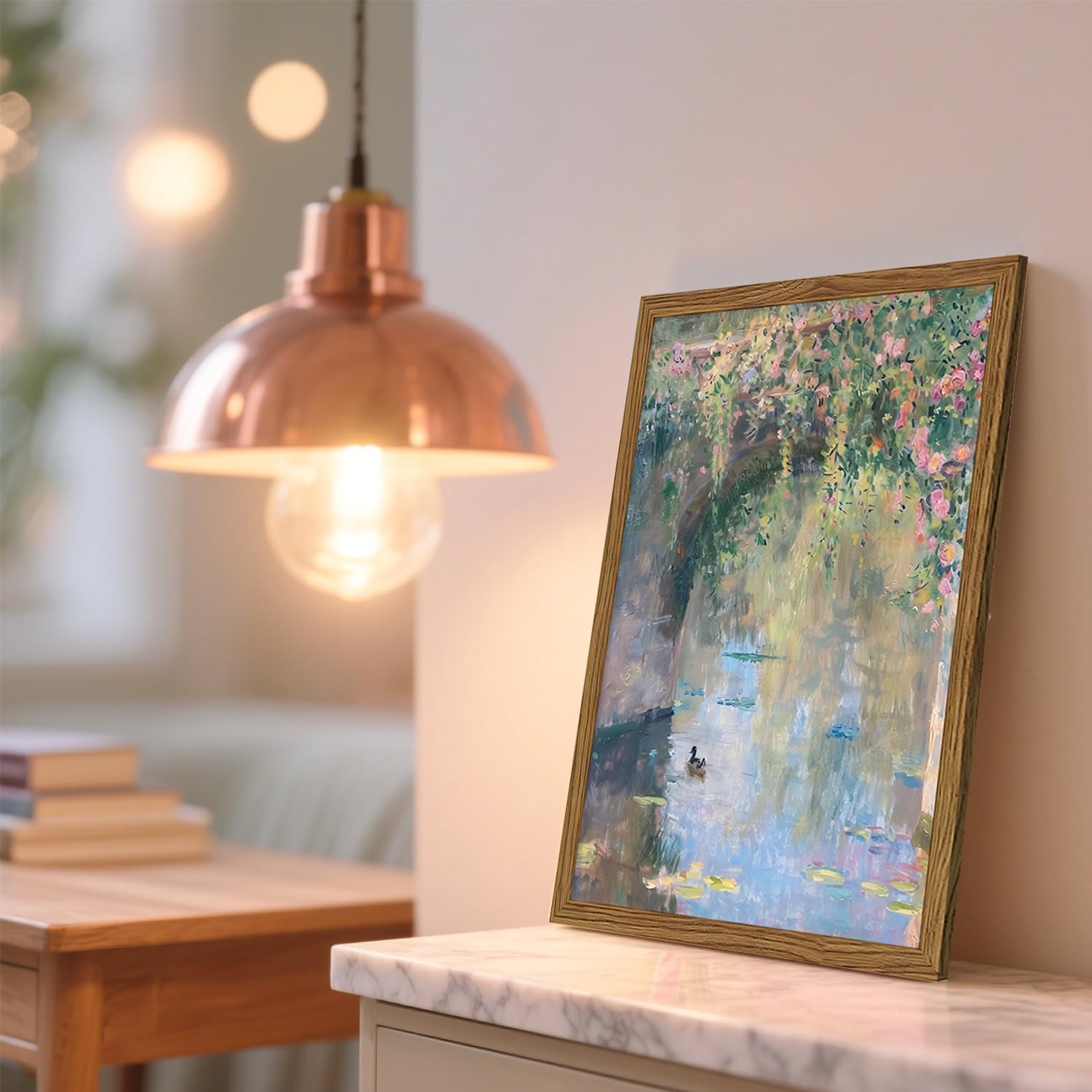 Monet | Framed Vintage Canvas Wall Art - Floral Landscape Decor for Living Room & Bedroom | 16x24 Inch