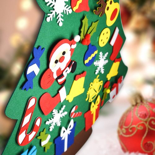 Fayoo DIY Felt Christmas Tree - Montessori Wall Hanging Decoration for Toddlers | 30 Ornaments Included