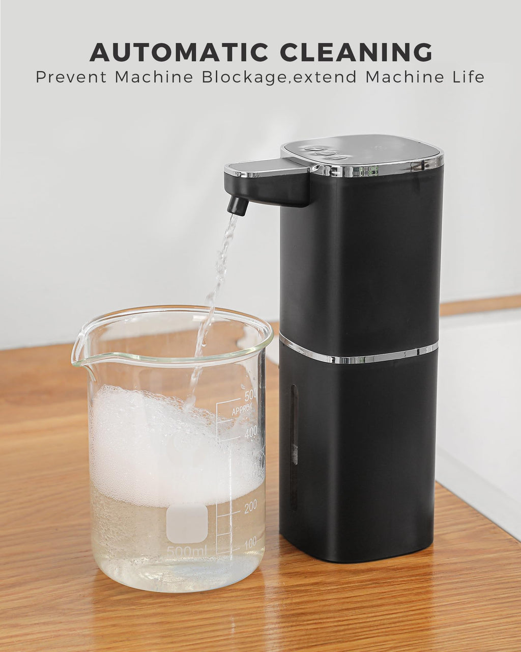 Automatic Liquid Soap Dispenser, 13.5oz/400mL, USB Rechargeable, 9-Level Adjustable, IPX5 Waterproof, Touchless & Wall/Tabletop, Compatible with Thick Thin Dish Soap for Kitchen Bathroom, Black