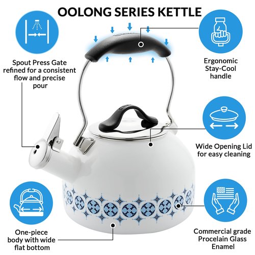 Chantal 1.8 quart Oolong Enamel on Steel Whistling Tea Kettle (Talavera)