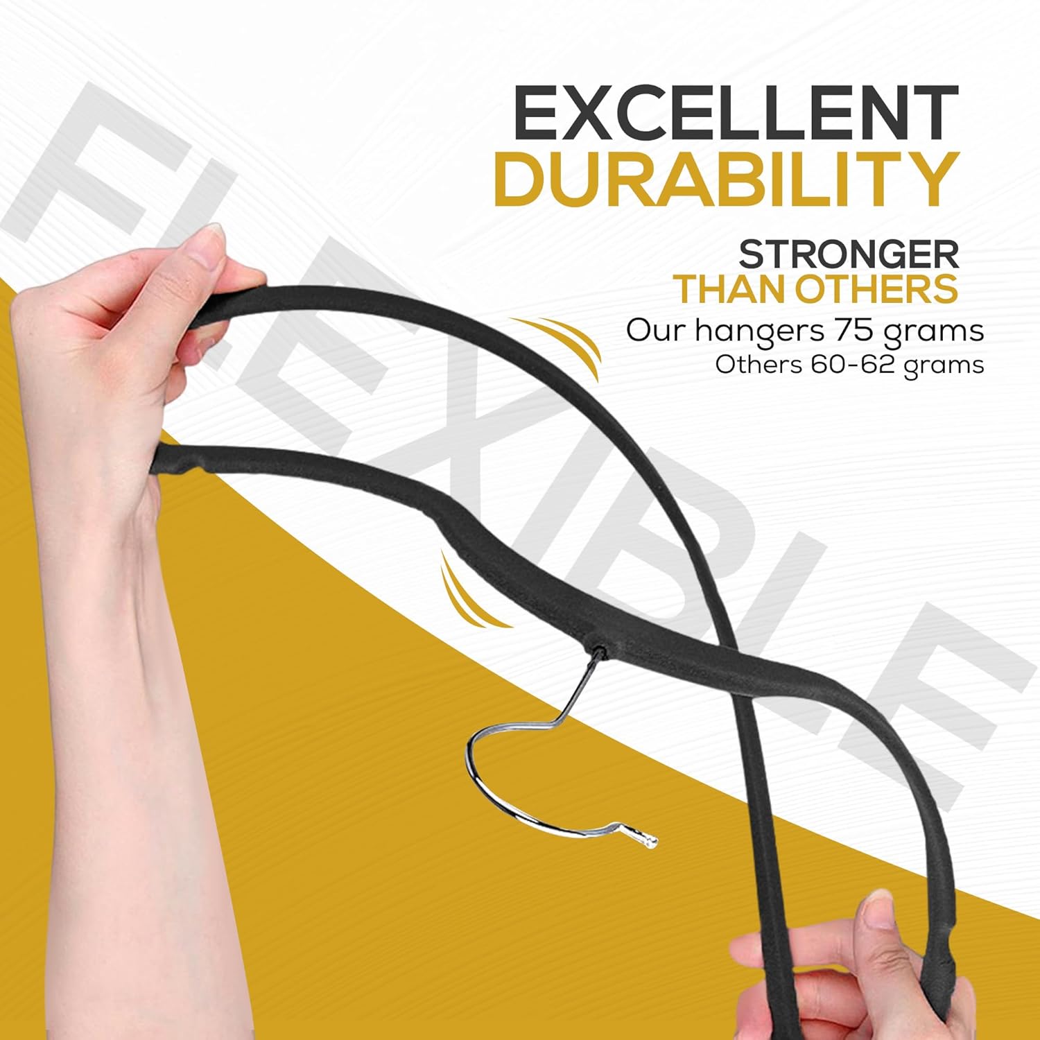Techzoo Velvet Hangers - Ultra Thin Non-Slip Design for Space Saving | 50 Pack in Black