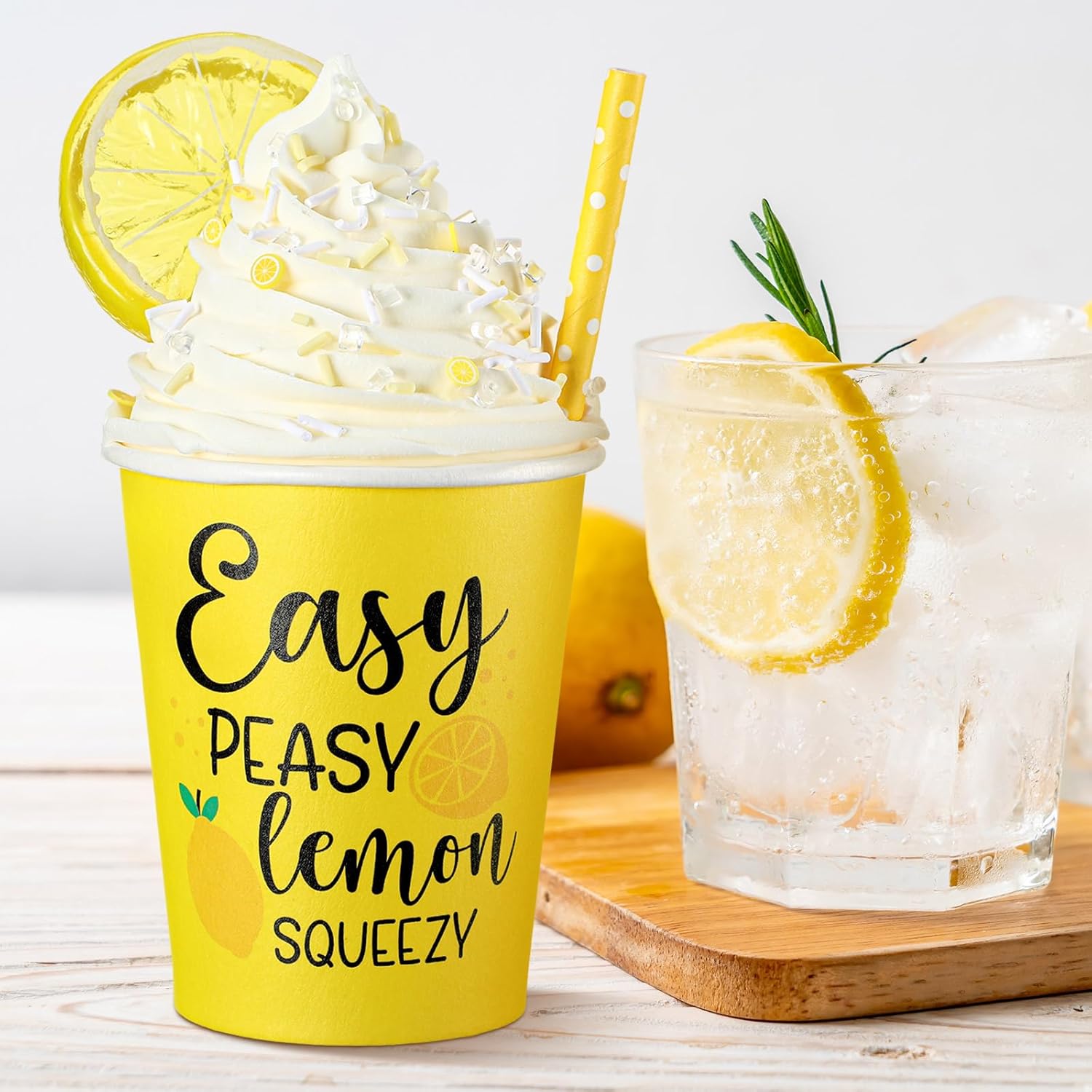 Yungyan Lemon Tiered Tray Decor - Faux Whipped Cream Cups for Summer Parties | Kitchen Centerpiece