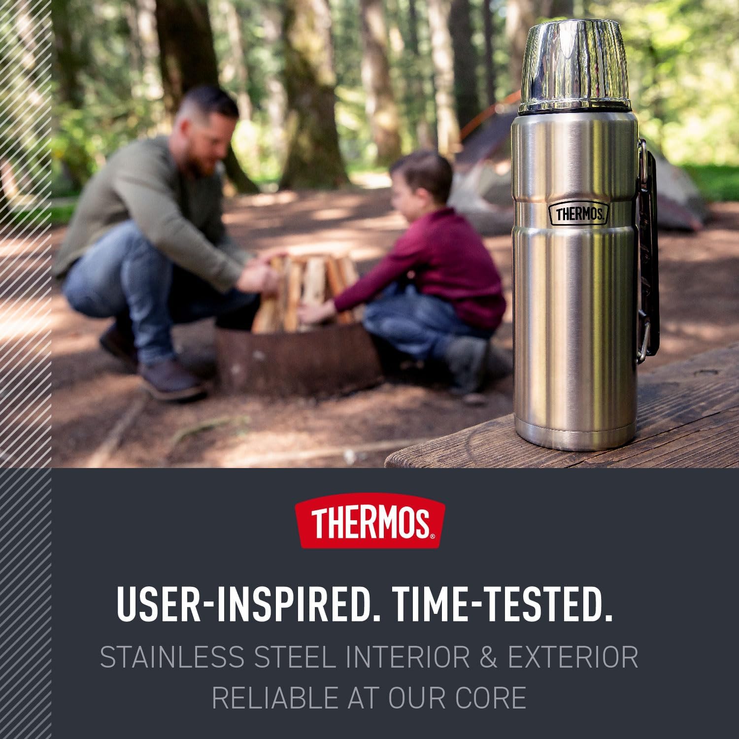 THERMOS Stainless King Vacuum-Insulated Beverage Bottle - 40 Ounce | Army Green Color