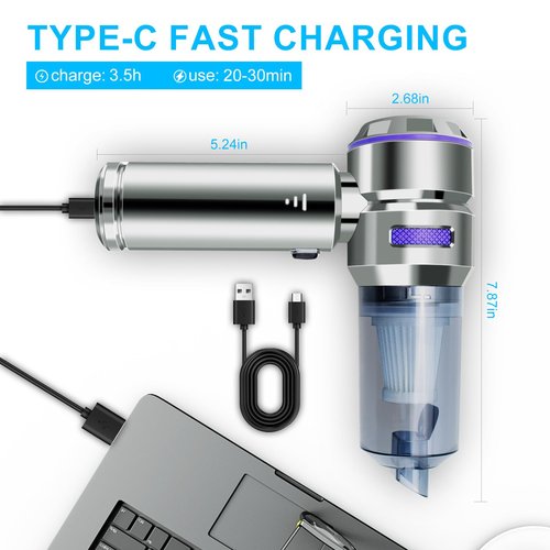 Handheld Vacuum Cordless, 21000Pa Wireless Handheld Car Vacuum Cleaner Strong Suction, 4 in 1 Mini Vacuum Portable Cordless, 100W High Power Brushless Motor & Air Duster for Car, Home, Gifts (Blue)