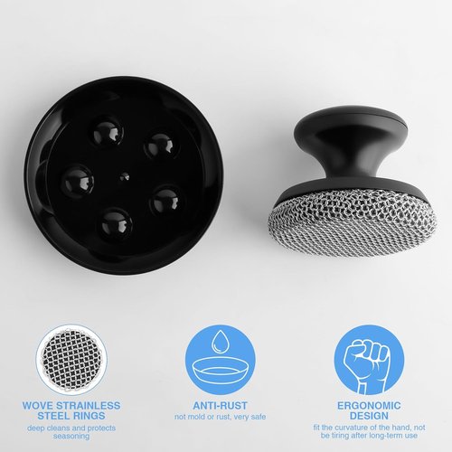 Cast Iron Scrubber | Chainmail Cleaner for Cast Iron Pans & Skillets - 316 Stainless Steel Mesh