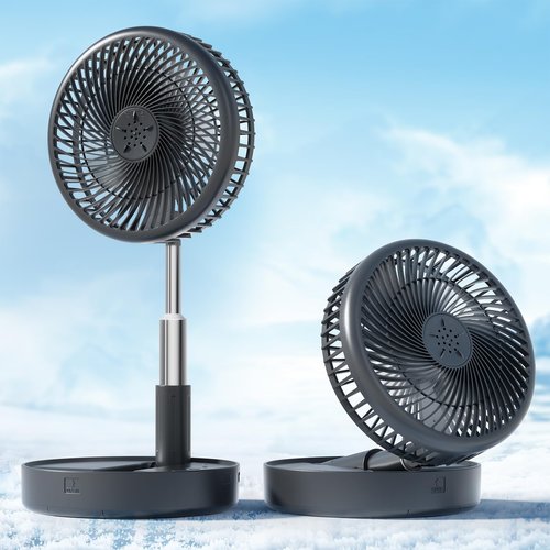 Primevolve Battery Operated Fan,Portable Rechargeable USB Floor Table Desk Fan with Adjustable Height, 4 Speed Settings Pedestal Fan for Bedroom Camping Travel,Black 7.7"