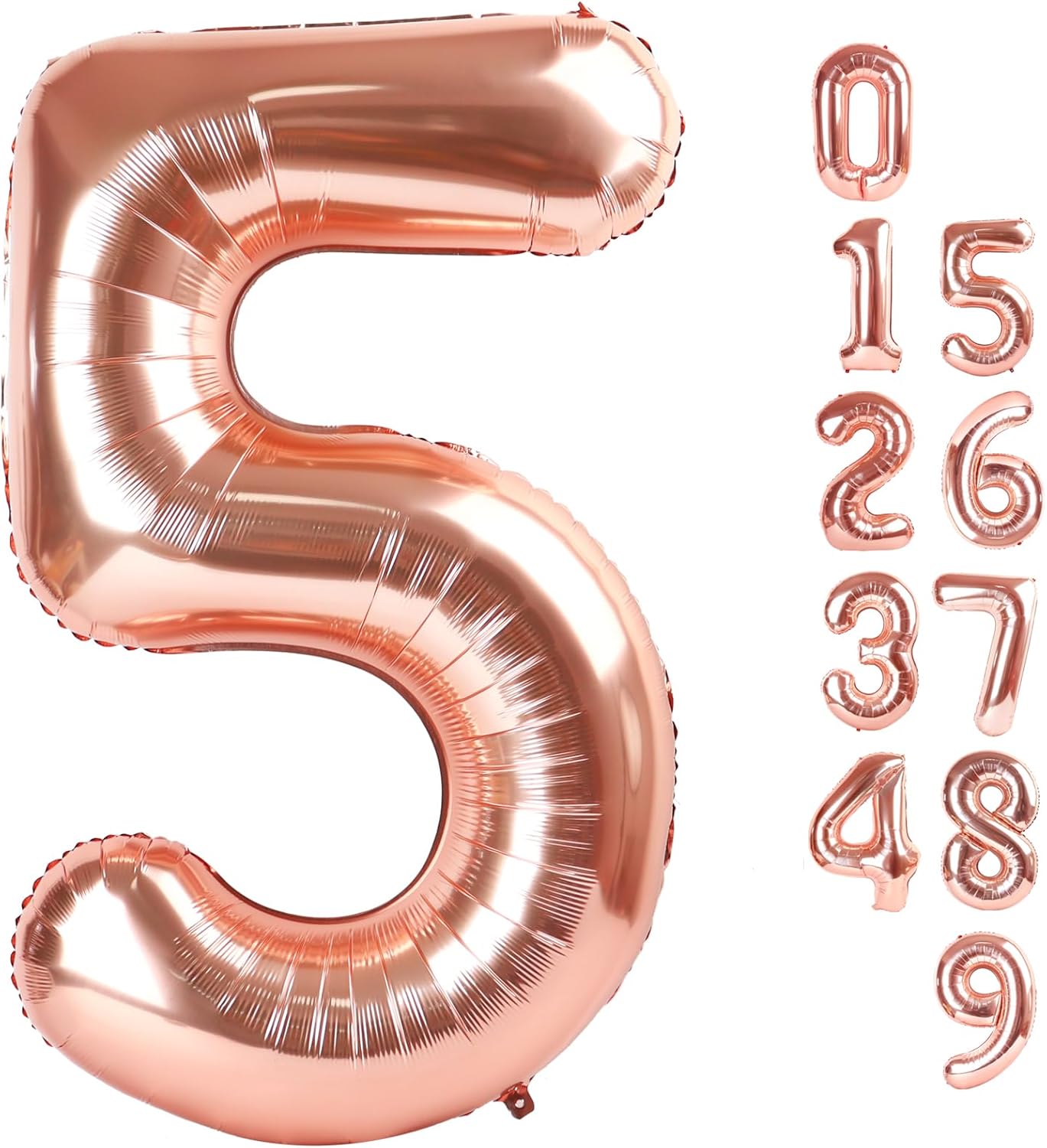 Regine Switzerland 40-Inch Balloon Numbers - Rose Gold 5th Birthday & Wedding Party Decor