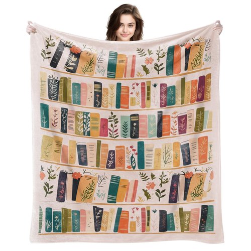 Mahrokh Book Lovers Gifts for Women Readers, Reading Blanket for Readers, Unique Bookish Book Club Birthday Christmas Reading Librarian Gifts Blanket 60"x50" (Pink)