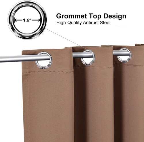 ChrisDowa Blackout Curtains - Extra Wide Thermal Insulated Grommet Panels for Bedroom | Cappuccino, 70 x 63 Inch