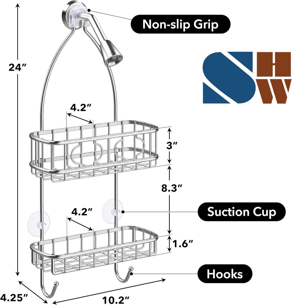 Simple Houseware Stainless Steel Shower Head Caddy Organizer - Durable & Spacious (24 x 10.2 x 4.25 Inches)