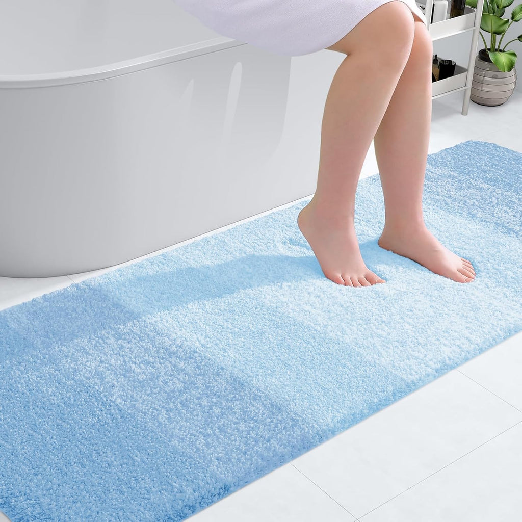 OLANLY Bathroom Runner Rug Mat - Extra Soft Microfiber, Quick Dry & Washable | 70x24, Sky Blue
