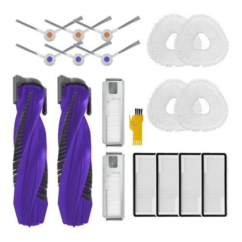 aoteng Replacement Accessories Kit for Narwal Freo X Ultra Robot Vacuum Cleaner 18 Packs 2 Main Brush, 4 Filters, 6 Side Brushes, 4 Mop Cloths, 2 Dust Bags