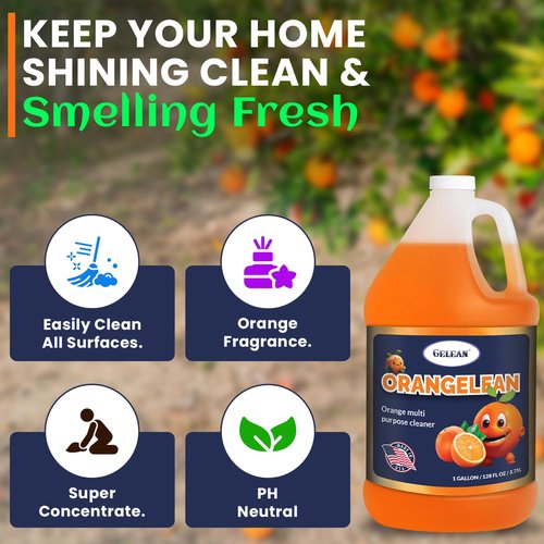 Multi Purpose Cleaner Pet Odor eliminator - Concentrate MAKES 64 GALLON - MADE IN USA- pH Neutral - ORANGELEAN Strong Odor Floor Cleaner - Orange Stain Remover 128 oz