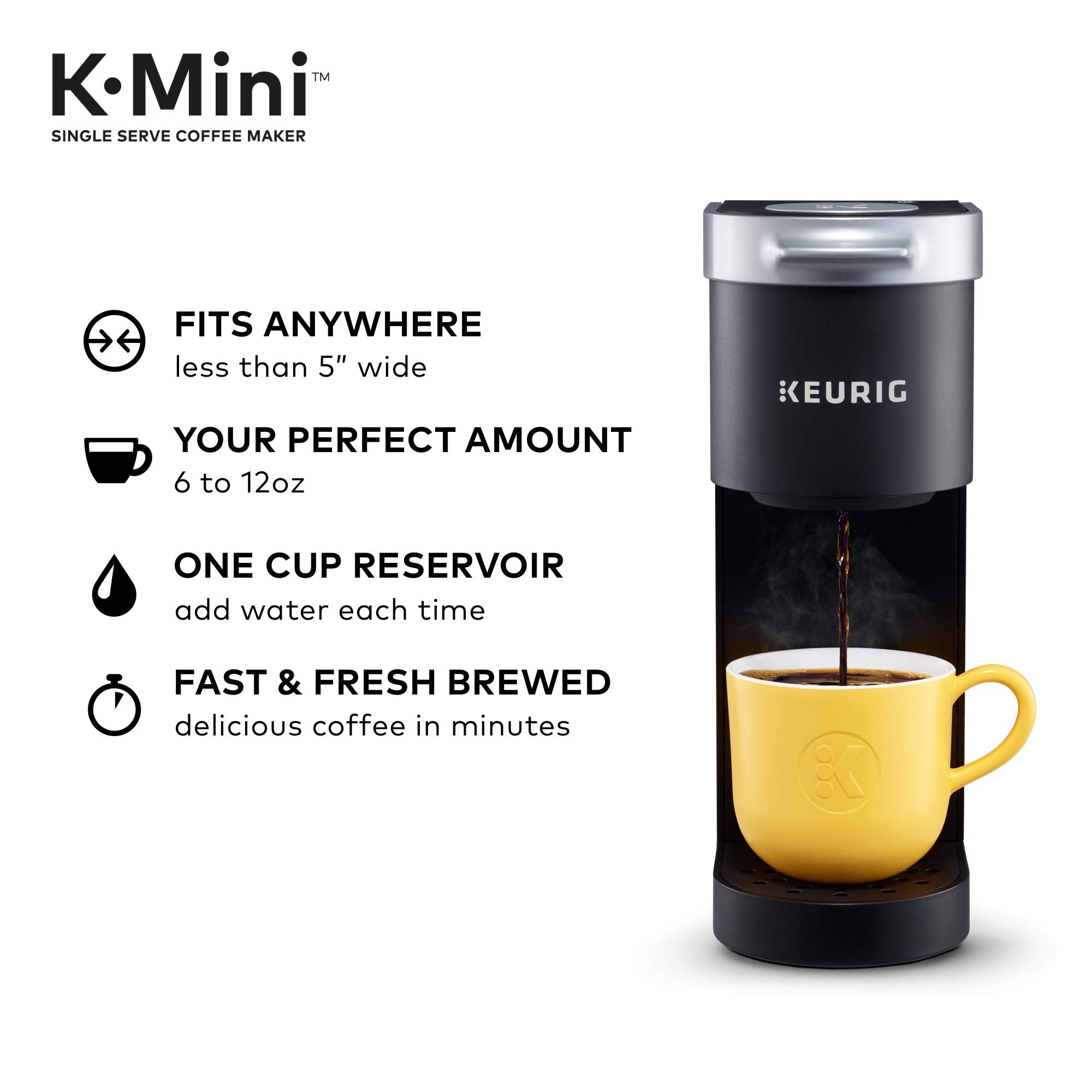 Keurig K-Mini Coffee Maker, Single Serve K-Cup Pod Coffee Brewer, Black with McCafe Classic Collection Variety Pack K-Cup Coffee Pods, 40 Count