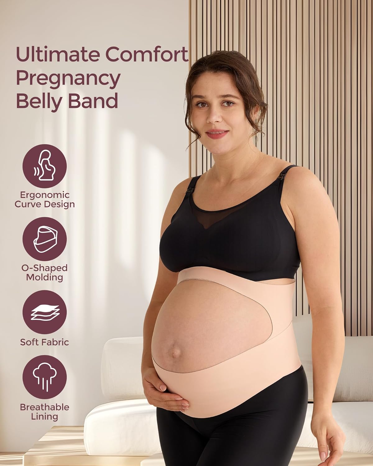 Momcozy Pregnancy Belly Band - CozySupport Ergonomic Maternity Belt for Back & Abdomen Relief