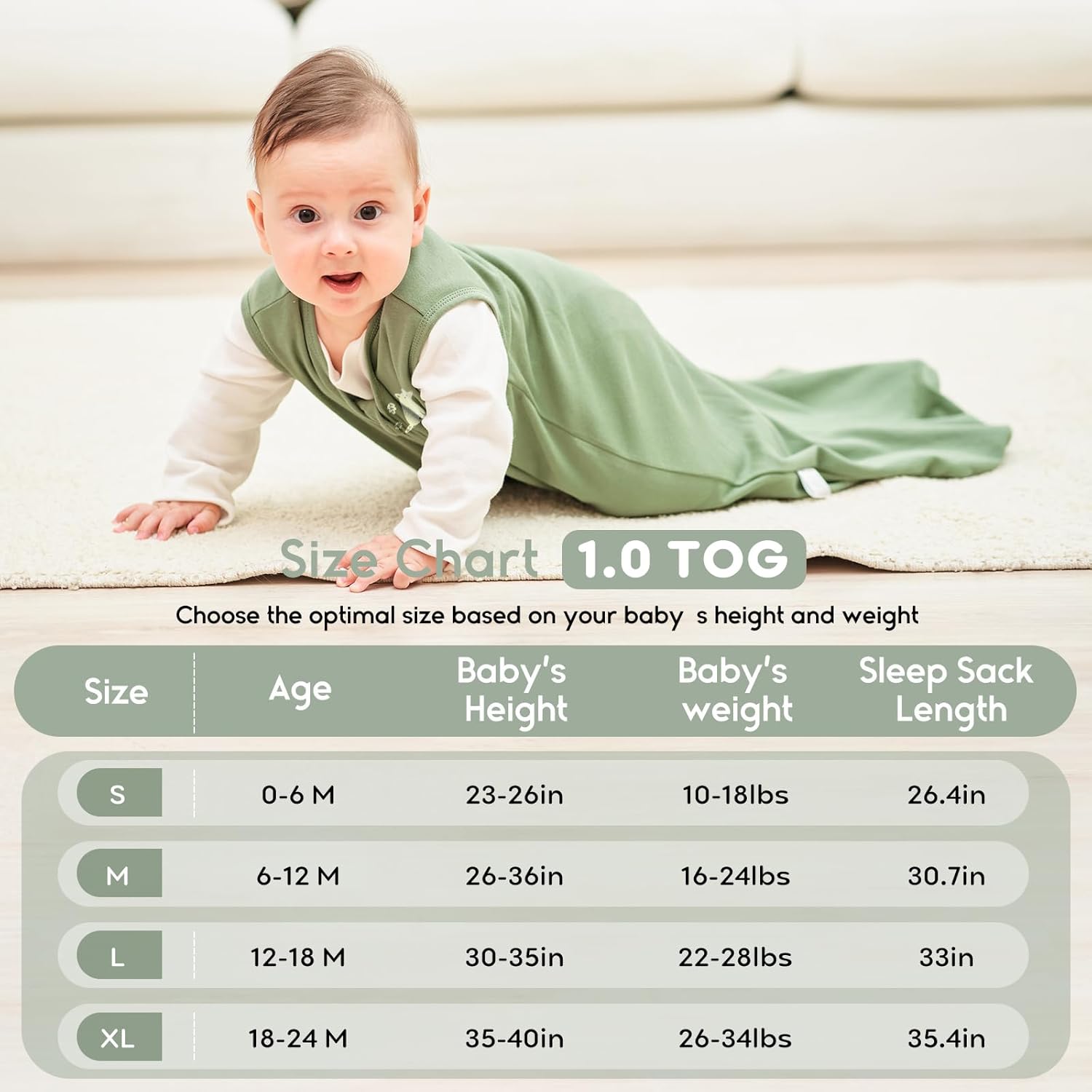 Yoofoss Baby Sleep Sack | 100% Organic Cotton 2-Pack | 6-12 Months, TOG 1.0, Lightweight & 2-Way Zipper