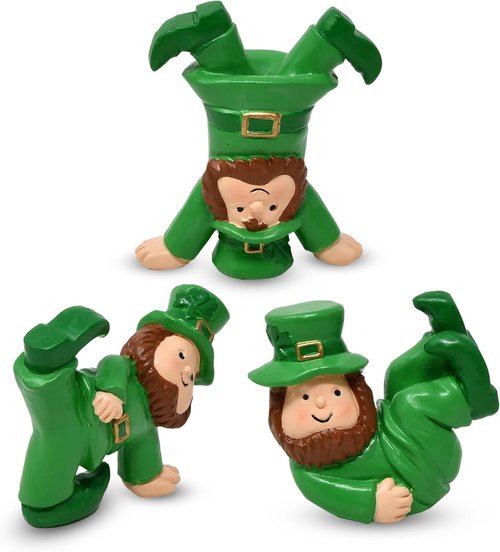 Gift Boutique St. Patrick's Leprechaun Figurines - Set of 3 Mini Resin Decor for Home & Garden