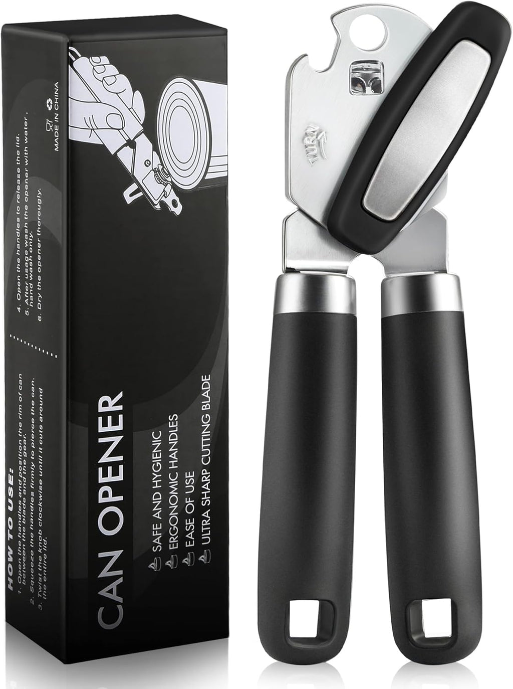 Skiennix Multifunctional Can Opener - Durable Heavy-Duty Tool for Seniors & Camping | Black