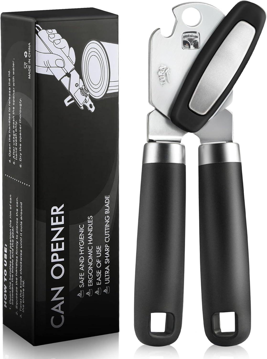 Skiennix Multifunctional Can Opener - Durable Heavy-Duty Tool for Seniors & Camping | Black