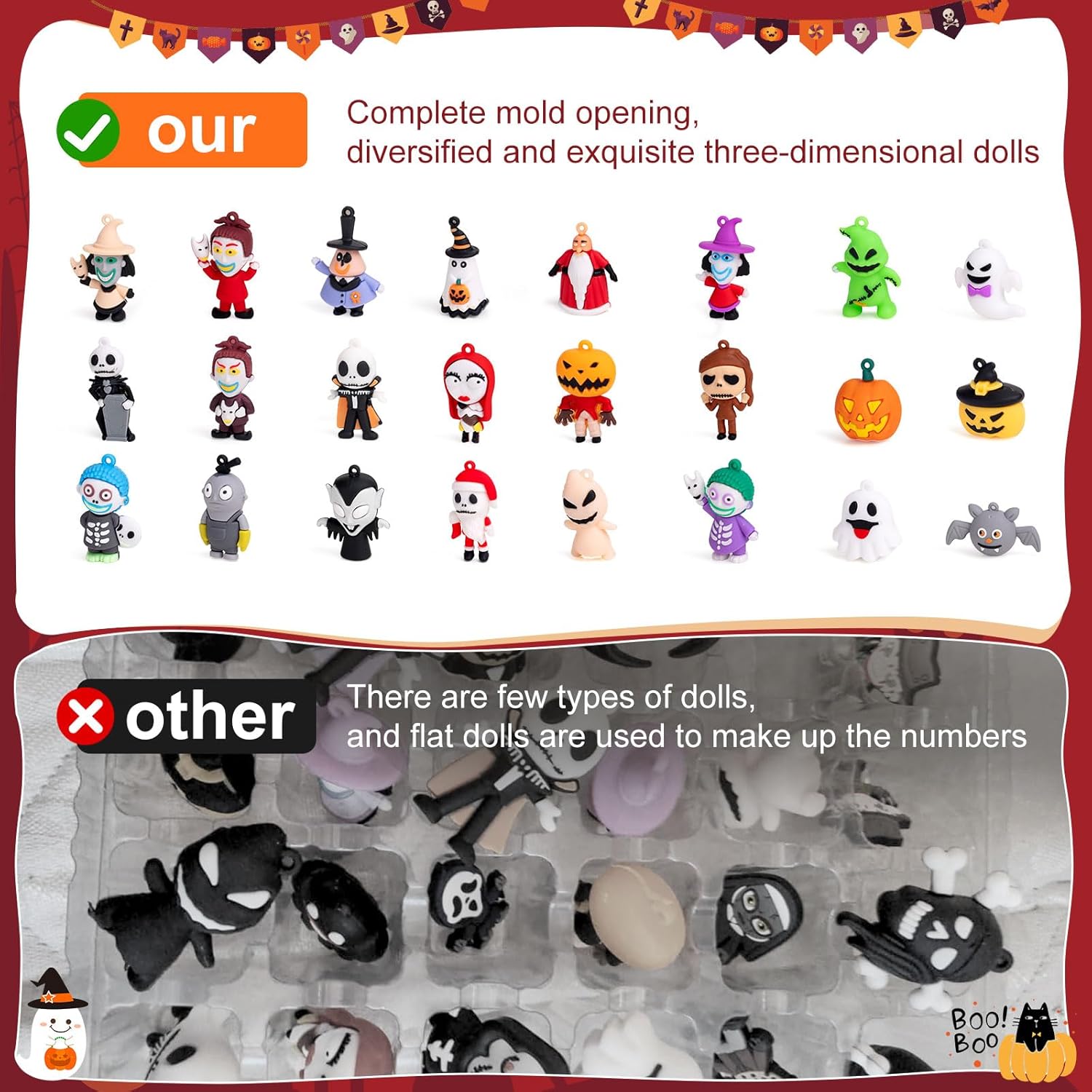 Nightmare Advent Calendar - 24 Collectible Surprises for Kids & Adults | Halloween Countdown Fun