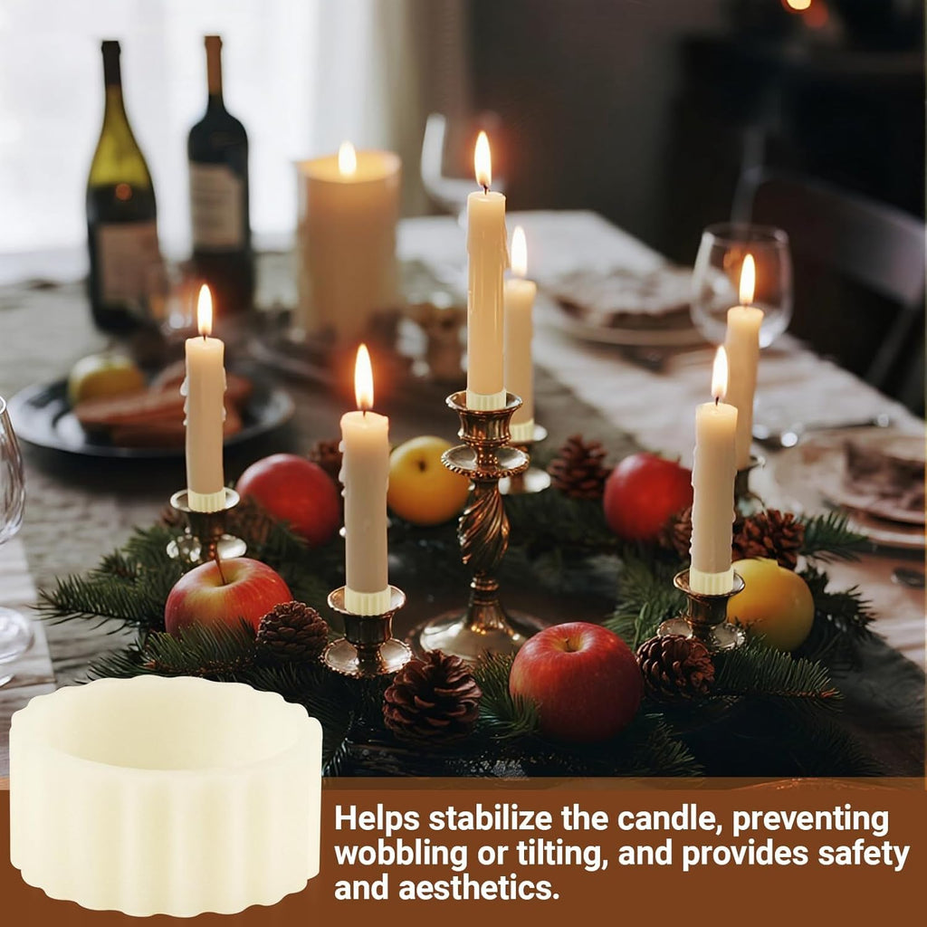 Skiennix 20 Pcs Rubber Candle Huggers - Secure Taper Candle Grips for Stability & Support