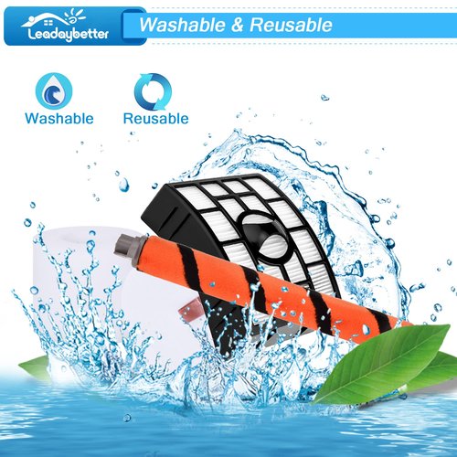 Leadaybetter Filter Replacement for Shark APEX DuoClean Lift-Away AX950 AX951 AZ1002 AZ1000 AZ1000W, 2 Black Filters, 4 Foam & Felt Filters, 1 Brush Roll, Compare to Part # XFF650 & XHF650 & 1173FT950